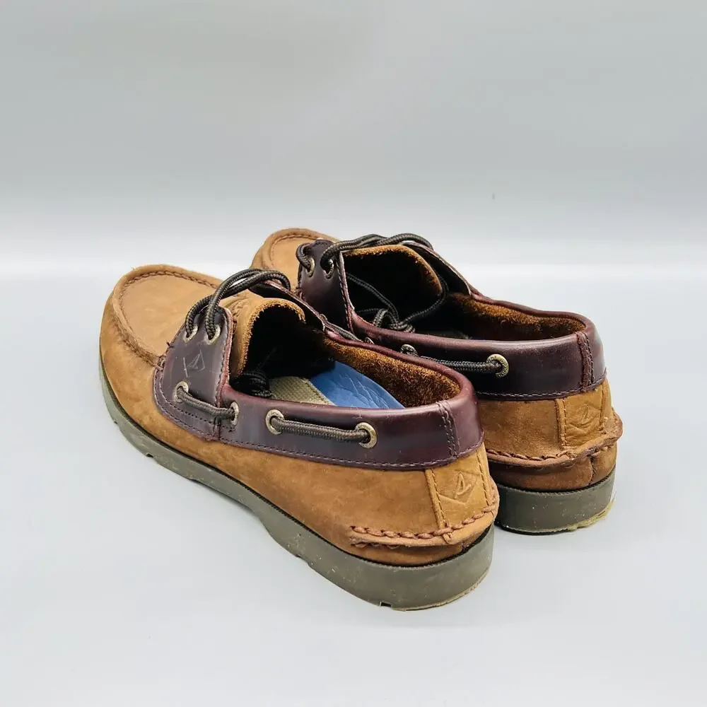 Sperry Shoes Men 8.5 Brown Nubuck Top Sider Boat Moc Toe Casual Comfort Nautical